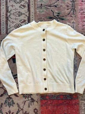 Caslon Cream Button-Front Cardigan Sweater